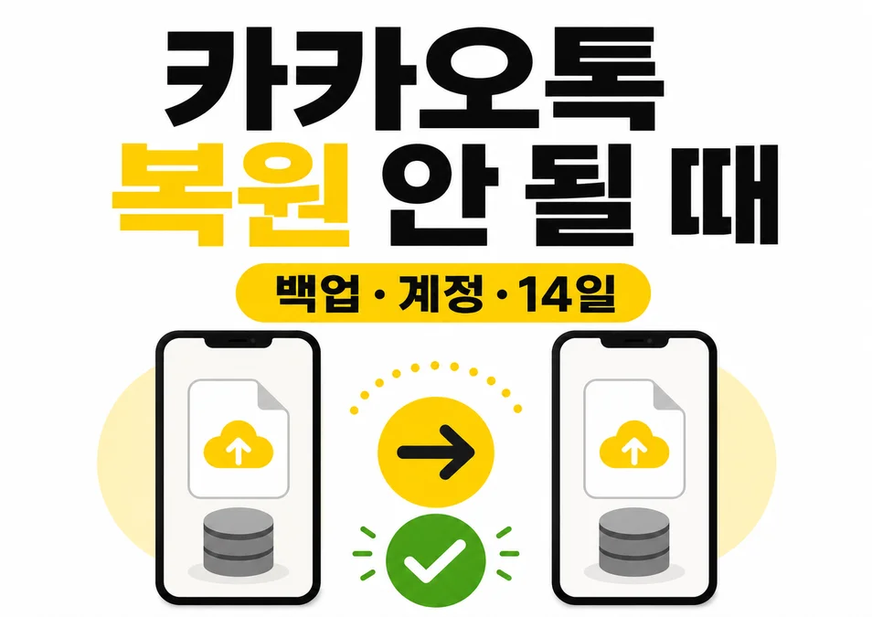 카카오톡 복원이 안 될 때 백업 계정 14일 조건을 확인하는 대표 이미지